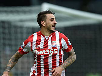 Stoke's Joselu sticks the...